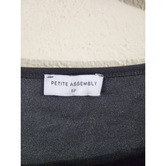 Petite Assembly Womens SP Black Semi Sheer Long Sleeve Square Neck Blouse - Picture 4 of 5